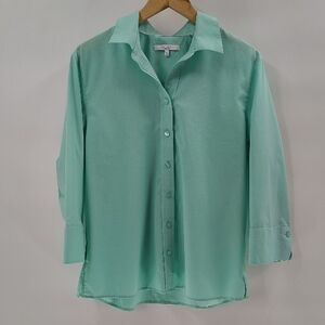 Foxcroft Button Up Size 14 Green 3/4 Sleeve